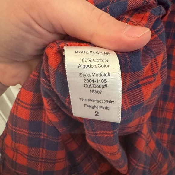 Current/Elliott Red and Blue Plaid Shirt, 100% Cotton - Picture 6 of 7